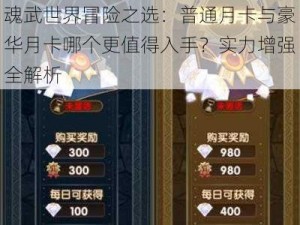 魂武世界冒险之选：普通月卡与豪华月卡哪个更值得入手？实力增强全解析