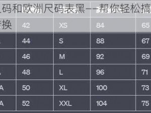 国内尺码和欧洲尺码表黑——帮你轻松搞定各国尺码转换