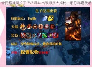 全民超神阿拉丁 3V3 乱斗出装顺序大揭秘，助你称霸战场