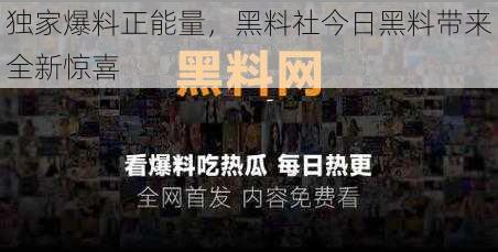 独家爆料正能量，黑料社今日黑料带来全新惊喜