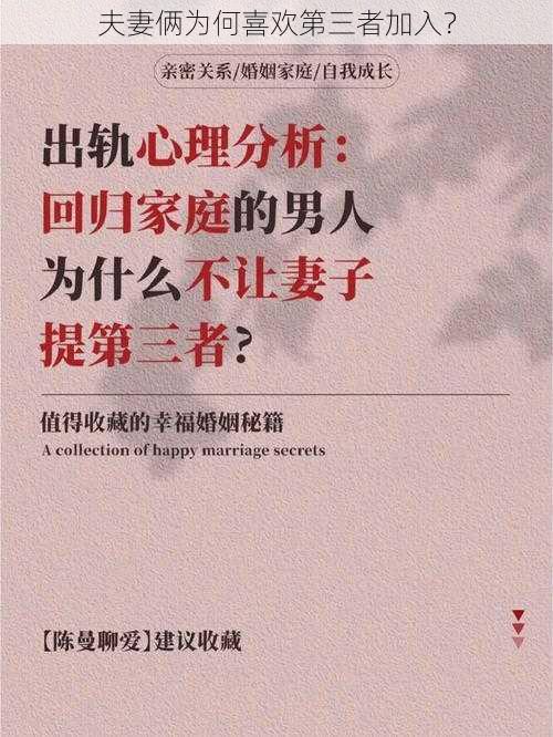 夫妻俩为何喜欢第三者加入？