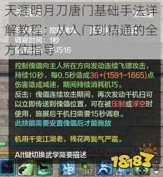 天涯明月刀唐门基础手法详解教程：从入门到精通的全方位指导