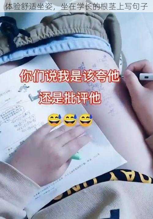 体验舒适坐姿，坐在学长的根茎上写句子