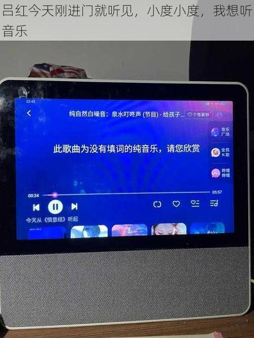 吕红今天刚进门就听见，小度小度，我想听音乐