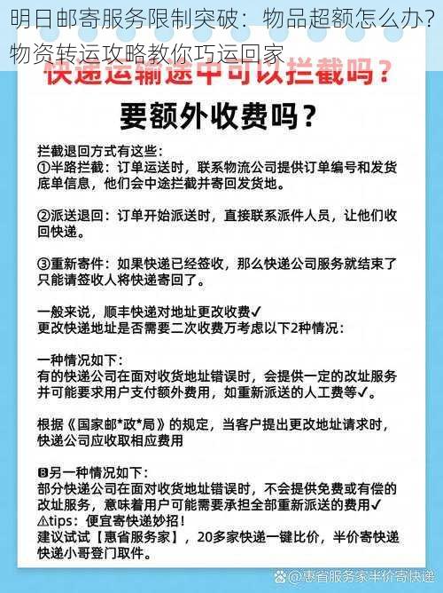 明日邮寄服务限制突破：物品超额怎么办？物资转运攻略教你巧运回家