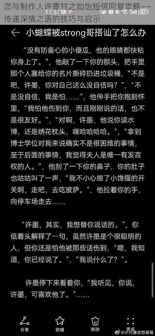 恋与制作人许墨甘之如饴短信回复攻略——传递深情之语的技巧与启示