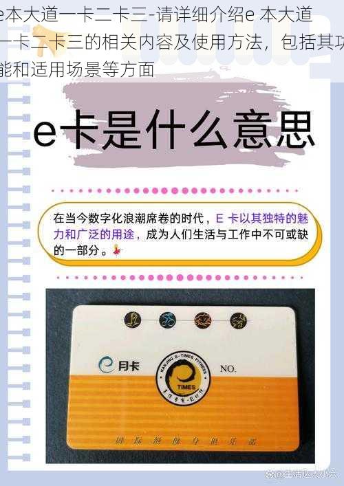 e本大道一卡二卡三-请详细介绍e 本大道一卡二卡三的相关内容及使用方法，包括其功能和适用场景等方面