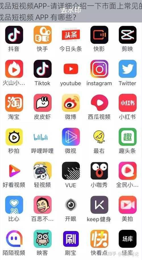 成品短视频APP-请详细介绍一下市面上常见的成品短视频 APP 有哪些？