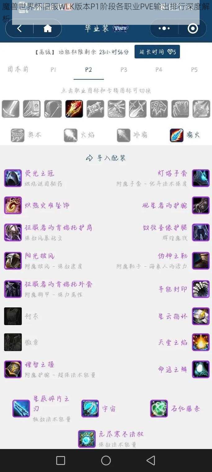 魔兽世界怀旧服WLK版本P1阶段各职业PVE输出排行深度解析