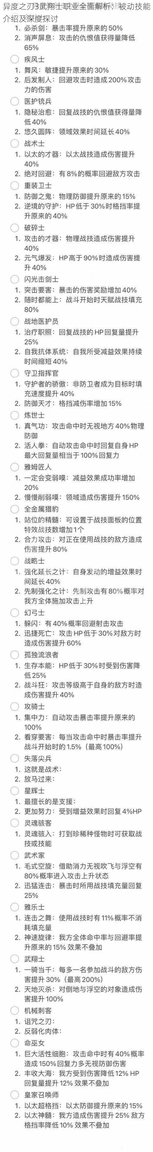 异度之刃3武翔士职业全面解析：被动技能介绍及深度探讨