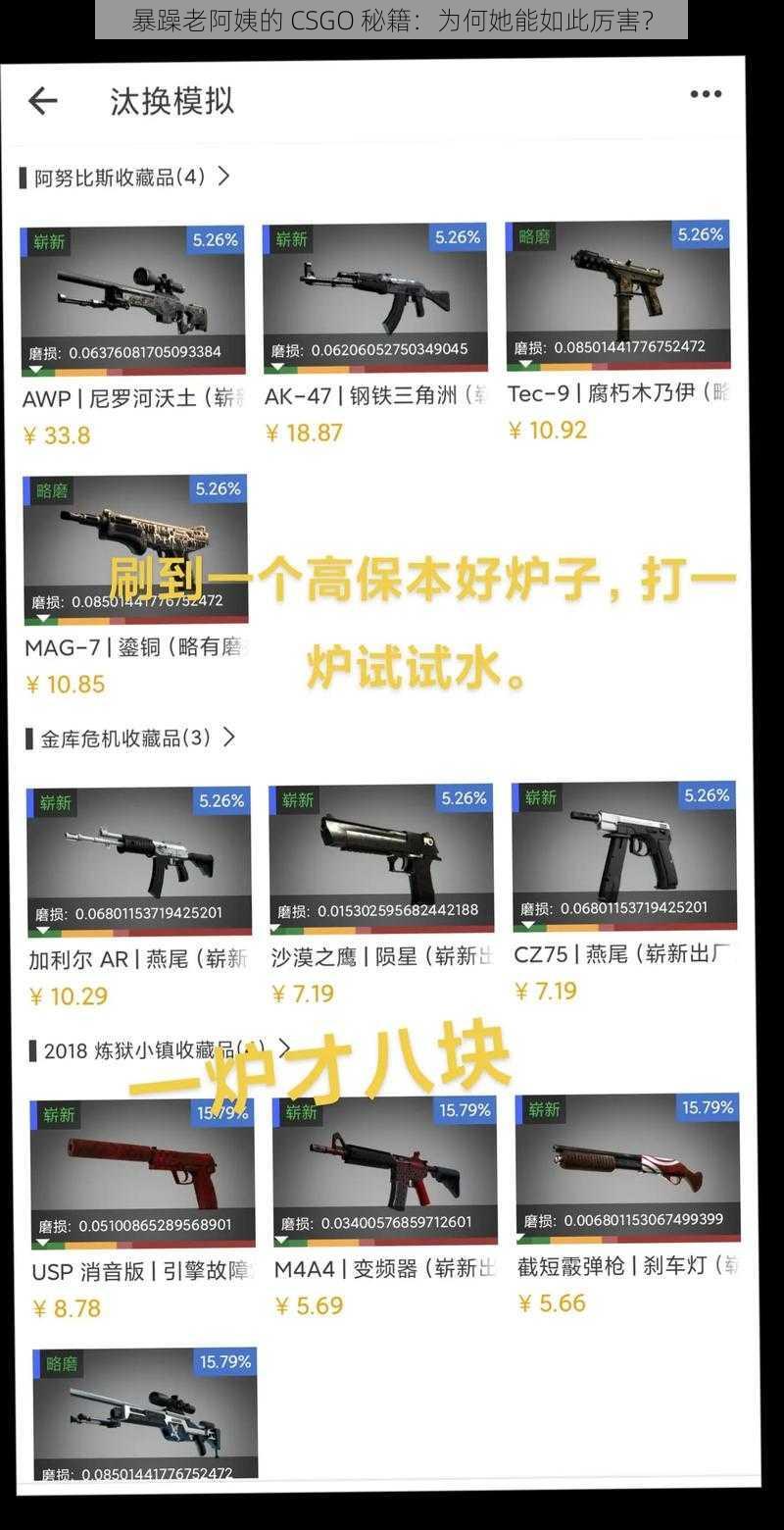 暴躁老阿姨的 CSGO 秘籍：为何她能如此厉害？