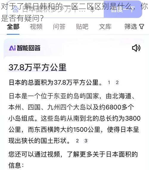 对于了解日韩和的一区二区区别是什么，你是否有疑问？