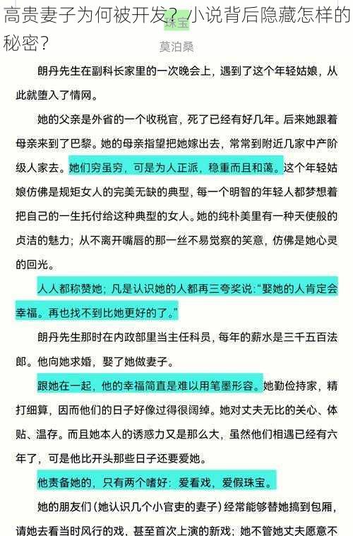 高贵妻子为何被开发？小说背后隐藏怎样的秘密？