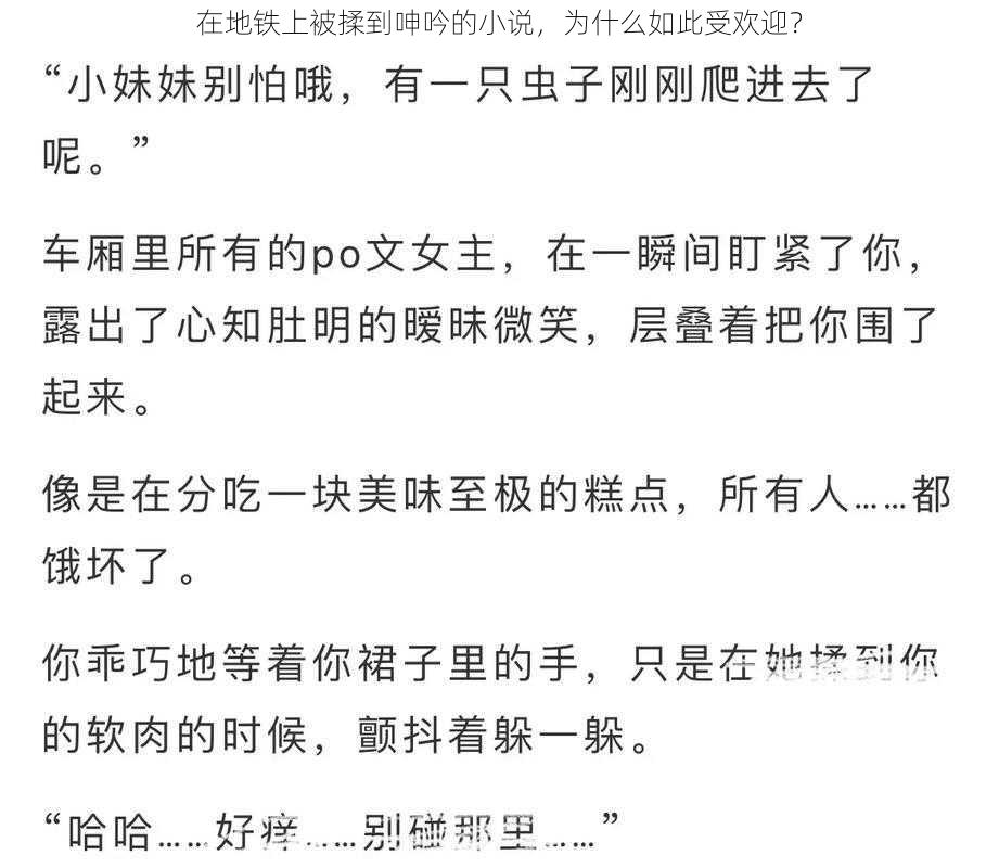 在地铁上被揉到呻吟的小说，为什么如此受欢迎？