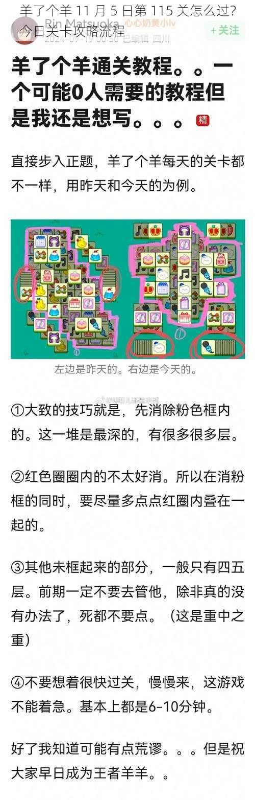 羊了个羊 11 月 5 日第 115 关怎么过？今日关卡攻略流程