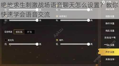 绝地求生刺激战场语音聊天怎么设置？教你快速学会语音交流