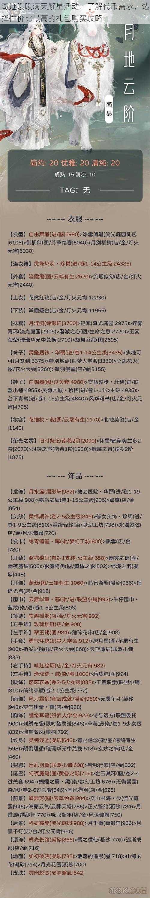 奇迹暖暖满天繁星活动：了解代币需求，选择性价比最高的礼包购买攻略